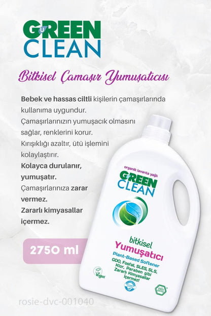 Bitkisel Sıvı Çamaşır Deterjanı 2.75 kg, Çamaşır Yumuşatıcısı 2.75 kg ve ROSIE