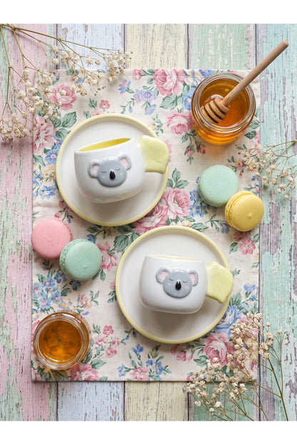 Koala Desenli 2'li Kahve Fincanı 140 ml