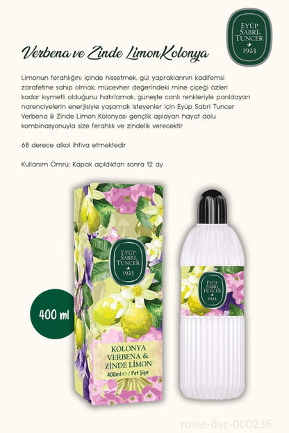 3 Adet Verbena & Zinde Limon Kolonyası 400 ml ve ROSIE Pamuk