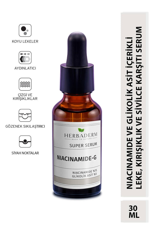 Süper Serum (niacinamide %15 + Glikolik Asit %5) Leke, Kırışıklık Ve Karşıtı 30 Ml HERBA701474