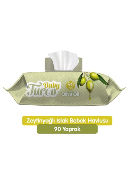 Islak Havlu Mendil 90 Yaprak Zeytinyağlı 2 Li Set 180 Yaprak