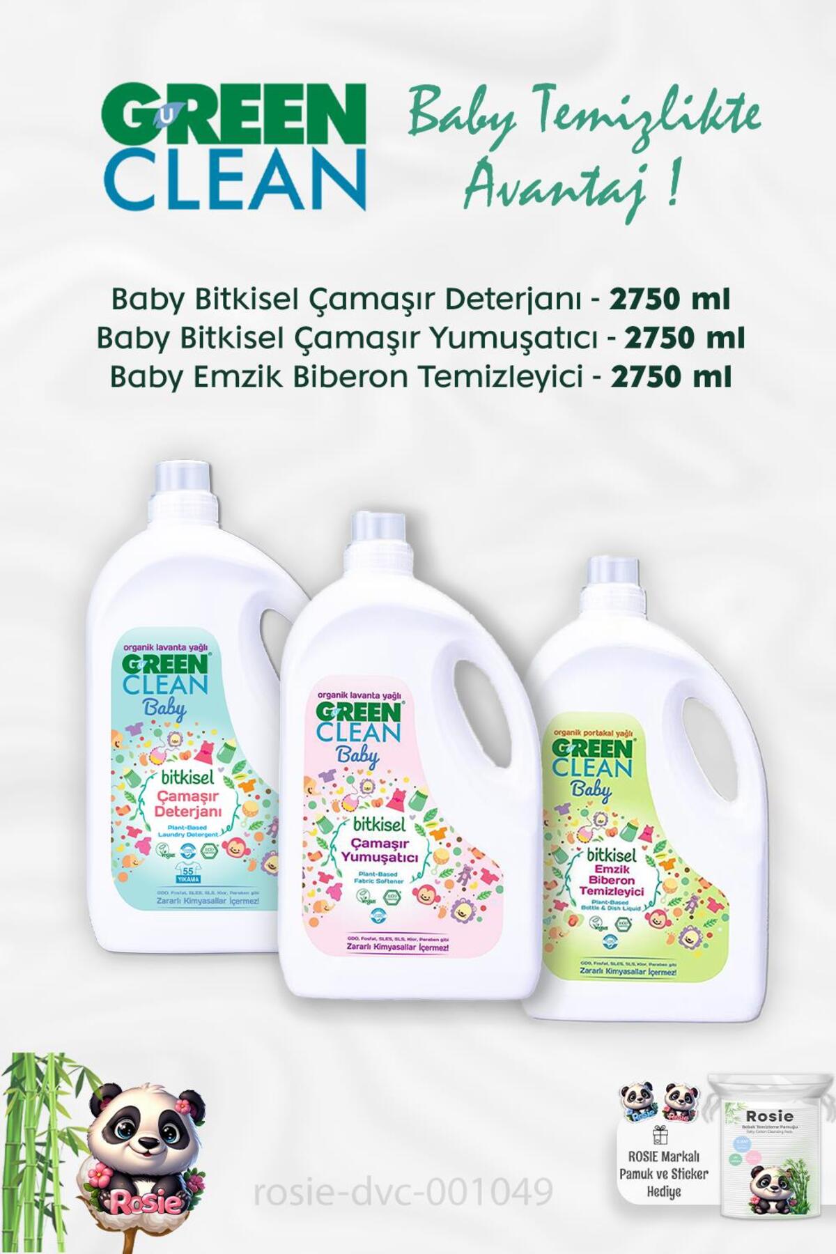 Baby Biberon Temizleyici 2.75 kg, Bulaşık Deterjanı 2.75 kg ve ROSIE
