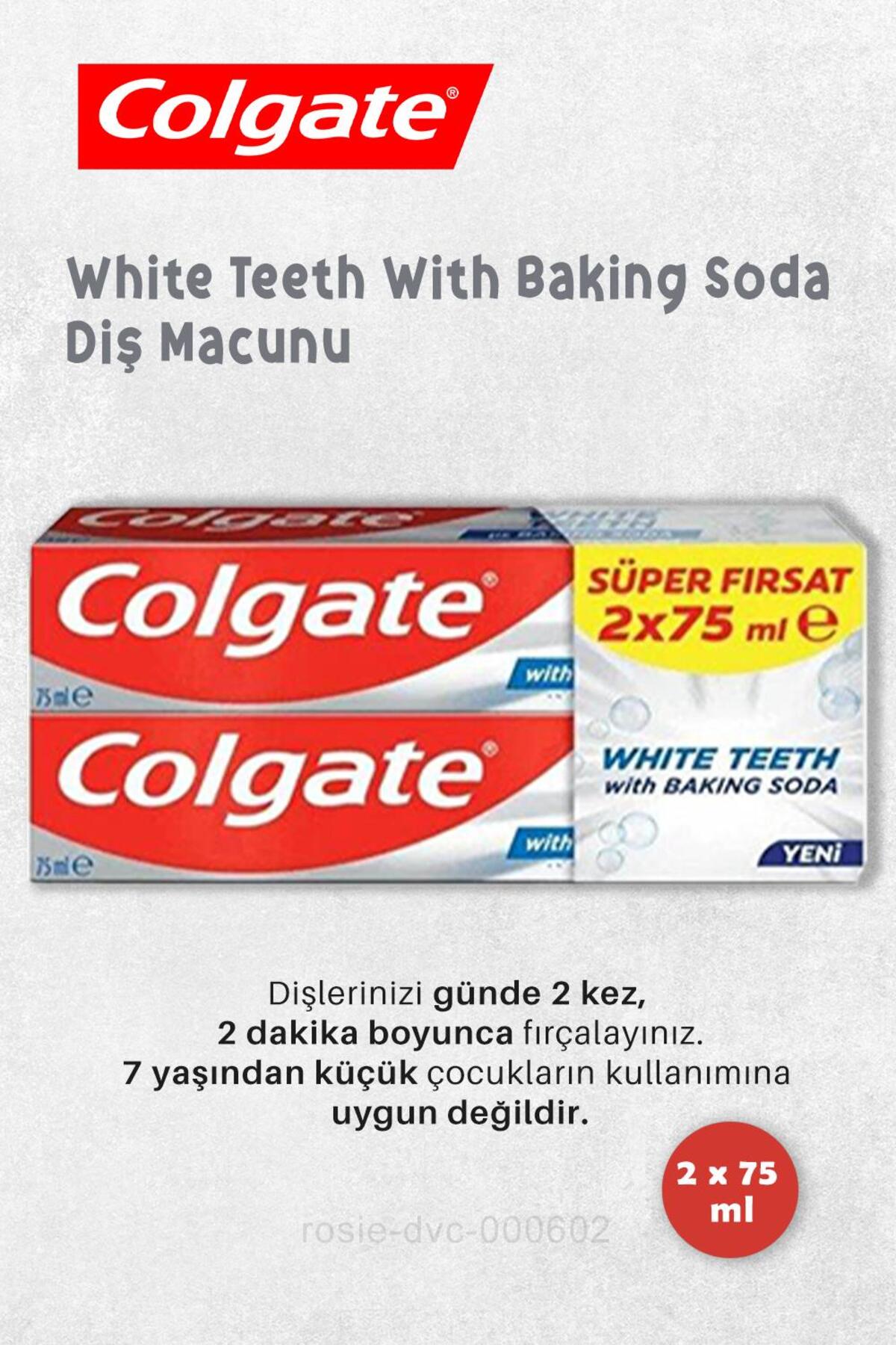 7 Adet Colgate White Teeth With Baking Soda 2'li 75 ml, Diş Macunu Aparatı ve ROSIE