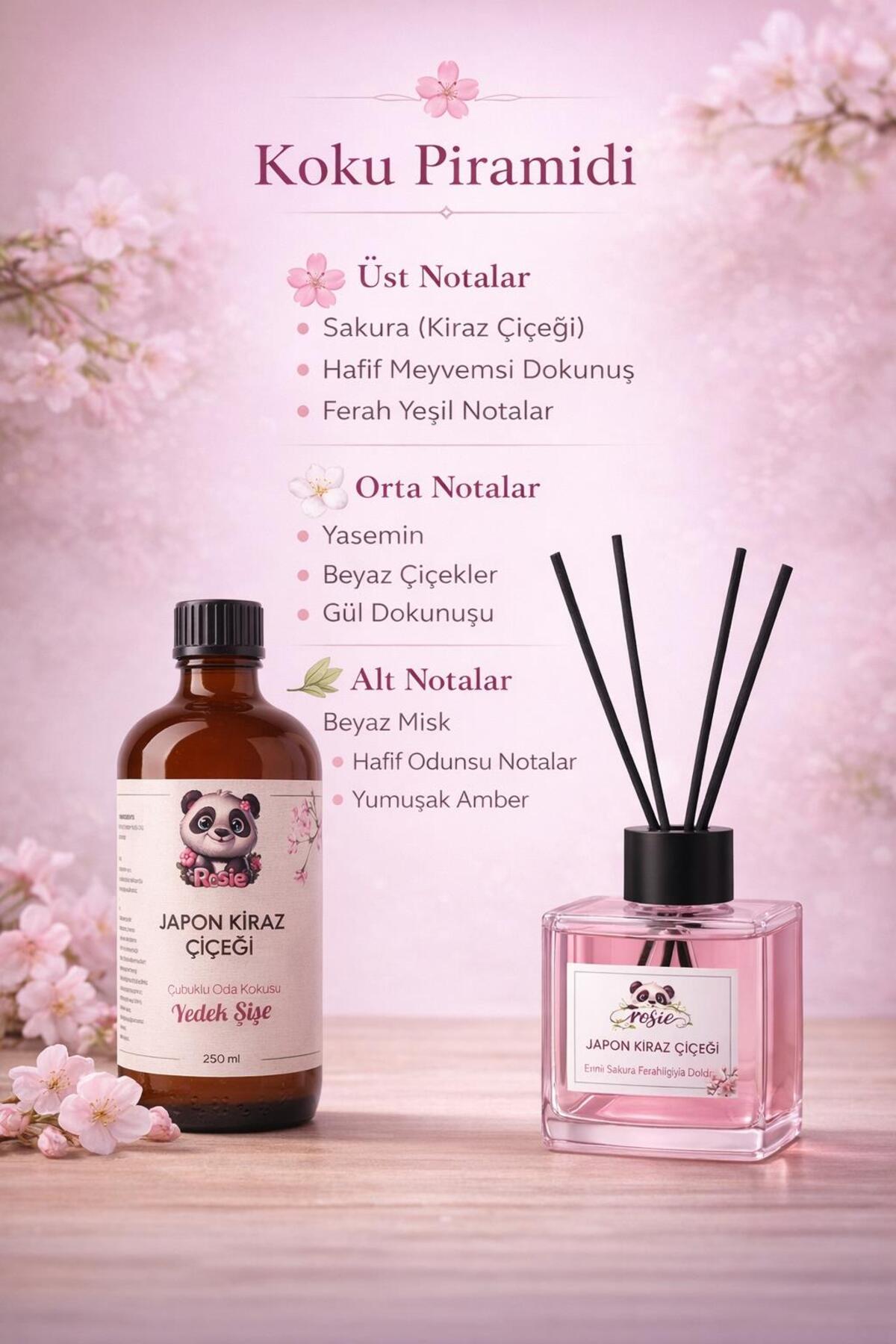 Japon Kiraz Çiçeği Çubuklu Oda Kokusu 250 ml Refil ve 100 ml Difüzör Şişe