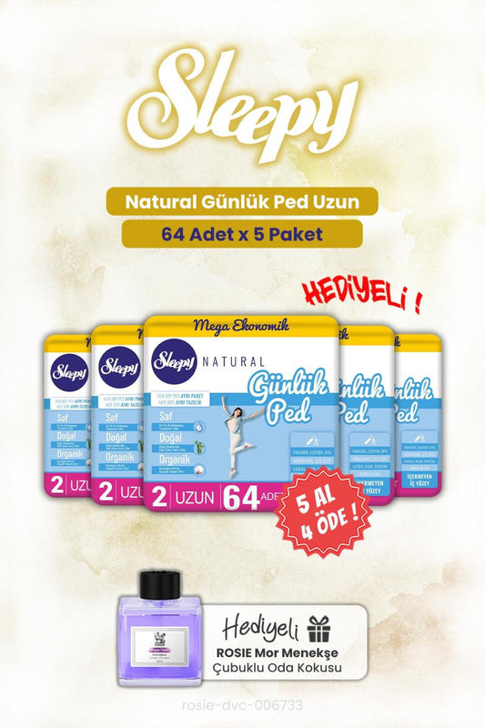 5 AL 4 ÖDE Natural Günlük Ped Uzun 64'lü ve ROSIE oda kokusu