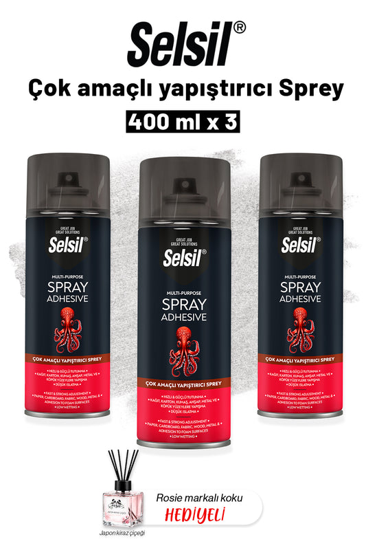 3'lü Çok Amaçlı Yapıştırıcı Sprey 400 ml ve Rosie Koku