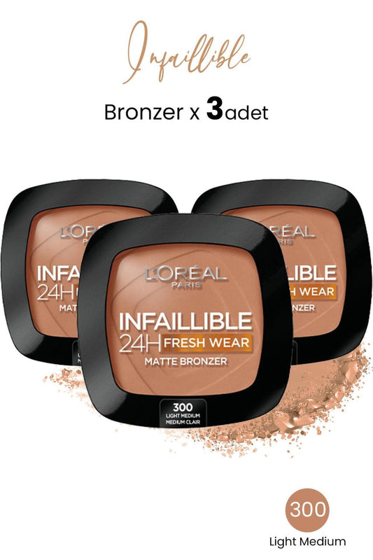 Infaillible 24h Fresh Wear Matte Bronzer 300 Light Medium X 3 Adet