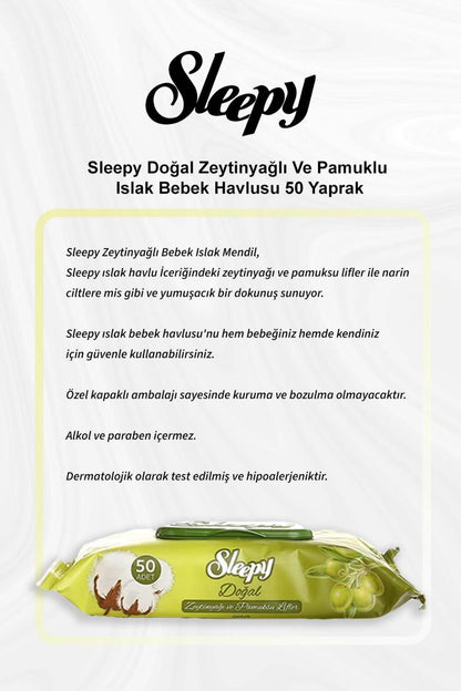 Doğal Zeytinyağlı Ve Pamuklu Islak Bebek Havlusu 50 Yaprak 5 Al 4 Öde ve Rosie Pamuk