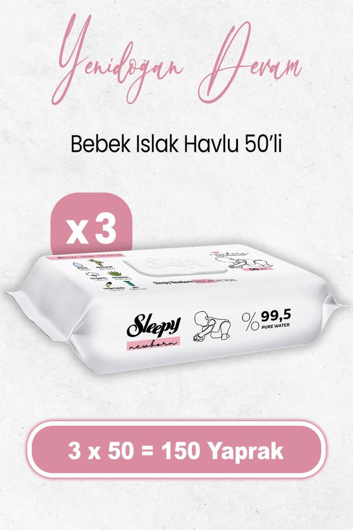 Yenidoğan Devam Islak Bebek Bakım Havlusu 50 x 3 Adet (150 Yaprak)