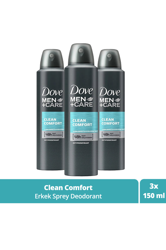 Men Care Anti-perspirant Sprey Deodorant Erkek Clean Comfort 48 Saat Güçlü Koruma 150 ml X3