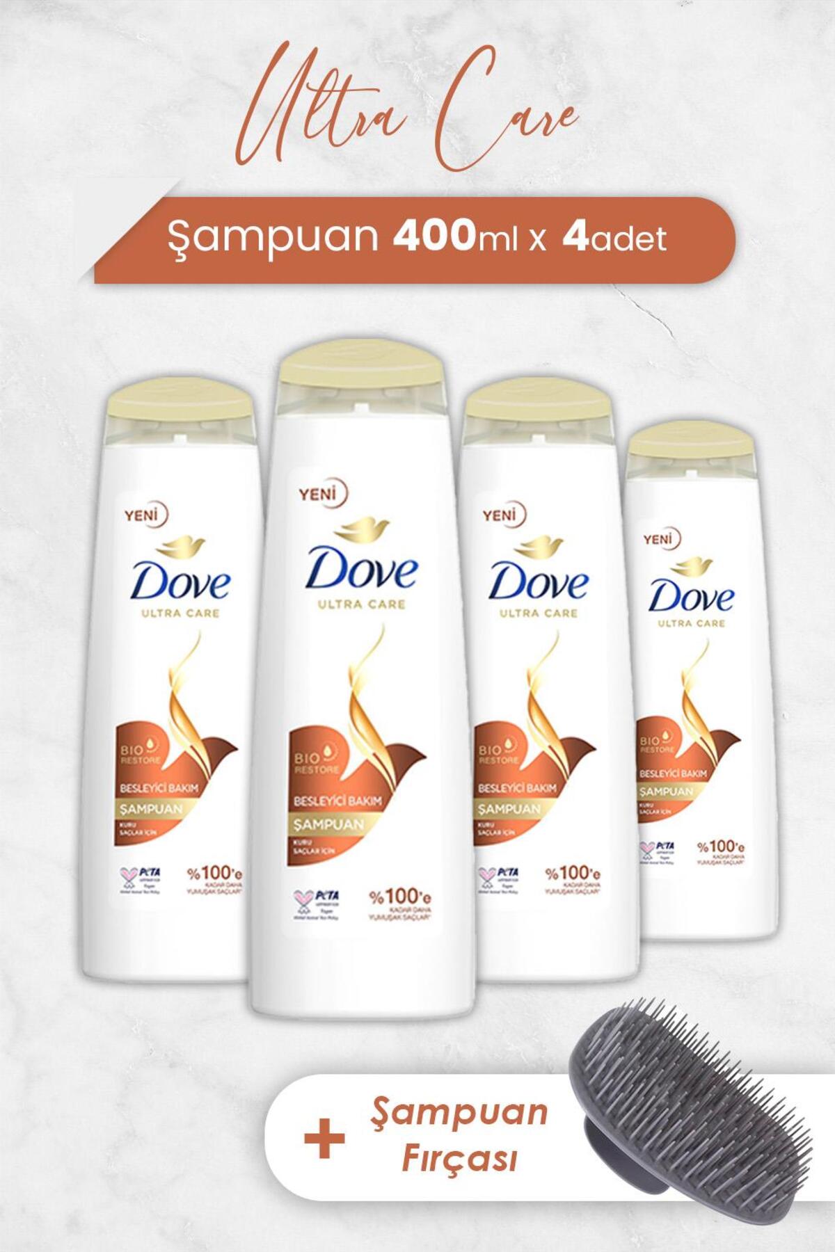 Ultra Care Şampuan Besleyici Bakım 400 ml x 4 Adet ve Şampuan Fırçası