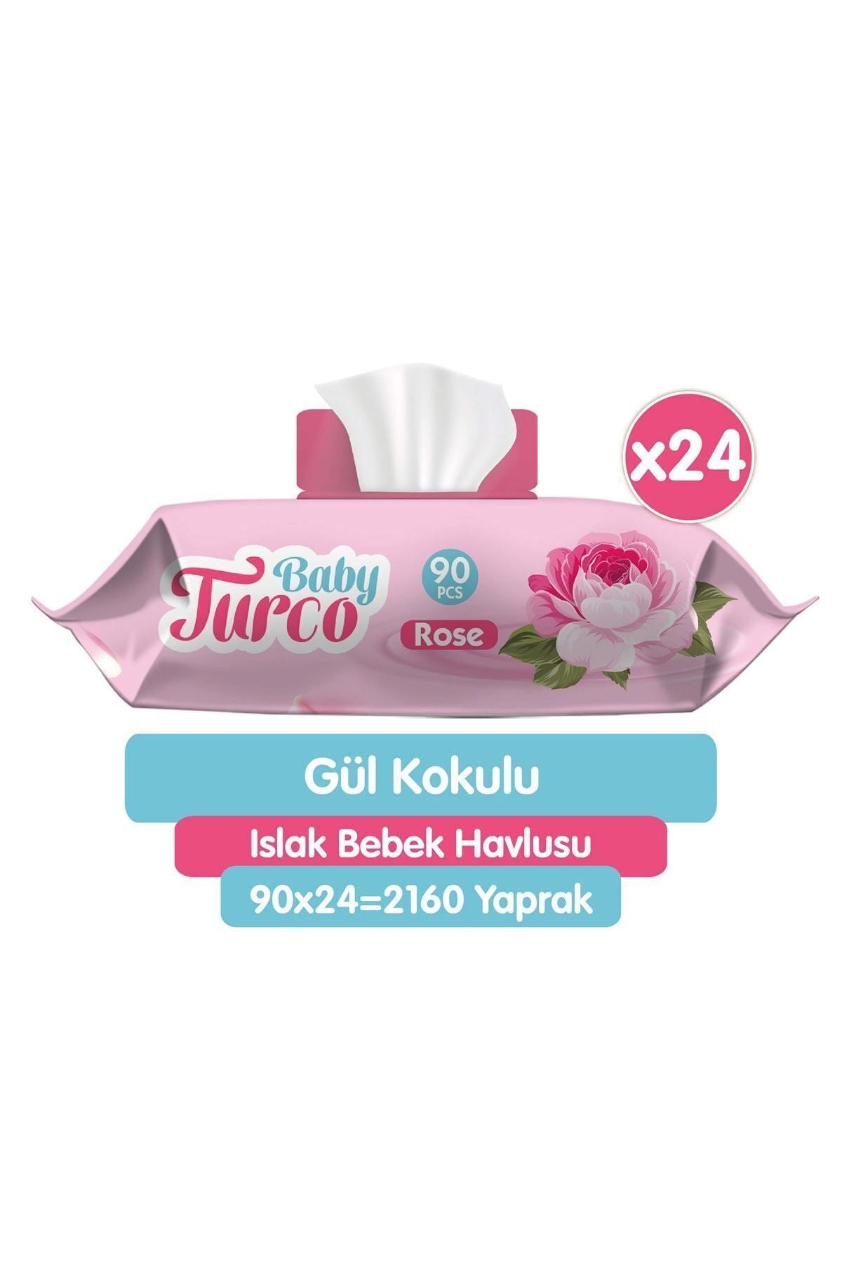 Gül Kokulu Islak Bebek Havlusu 24x90 Adet