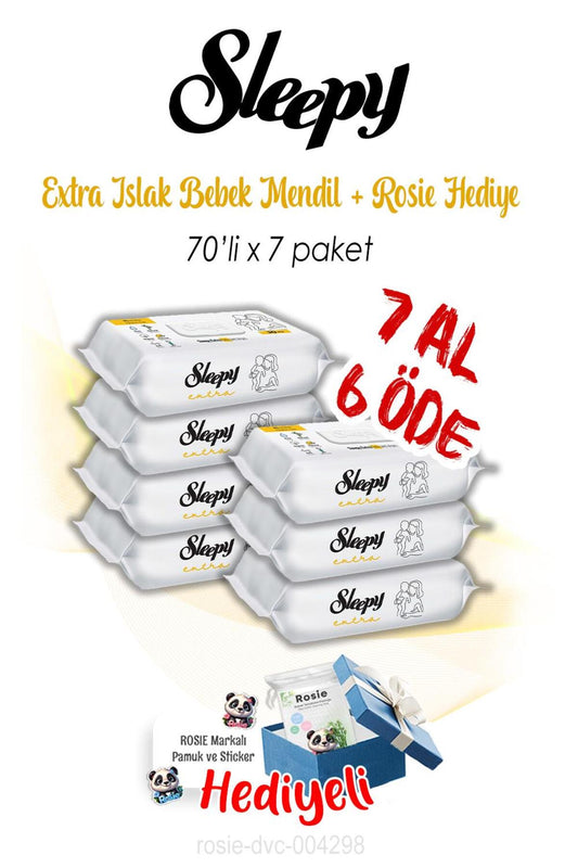 7 AL 6 ÖDE Extra 70'li Islak Bebek Havlusu ve ROSIE