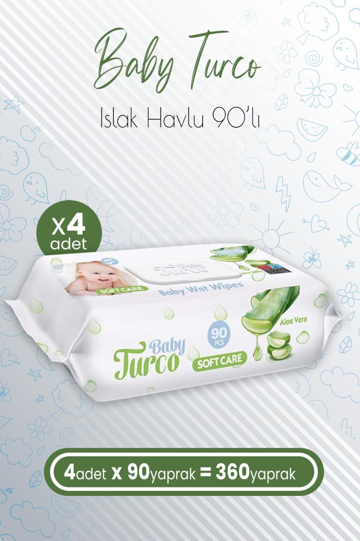 Soft Care Bebek Islak Havlu Aloe Vera 90' lı x 4 Adet (360 Yaprak)