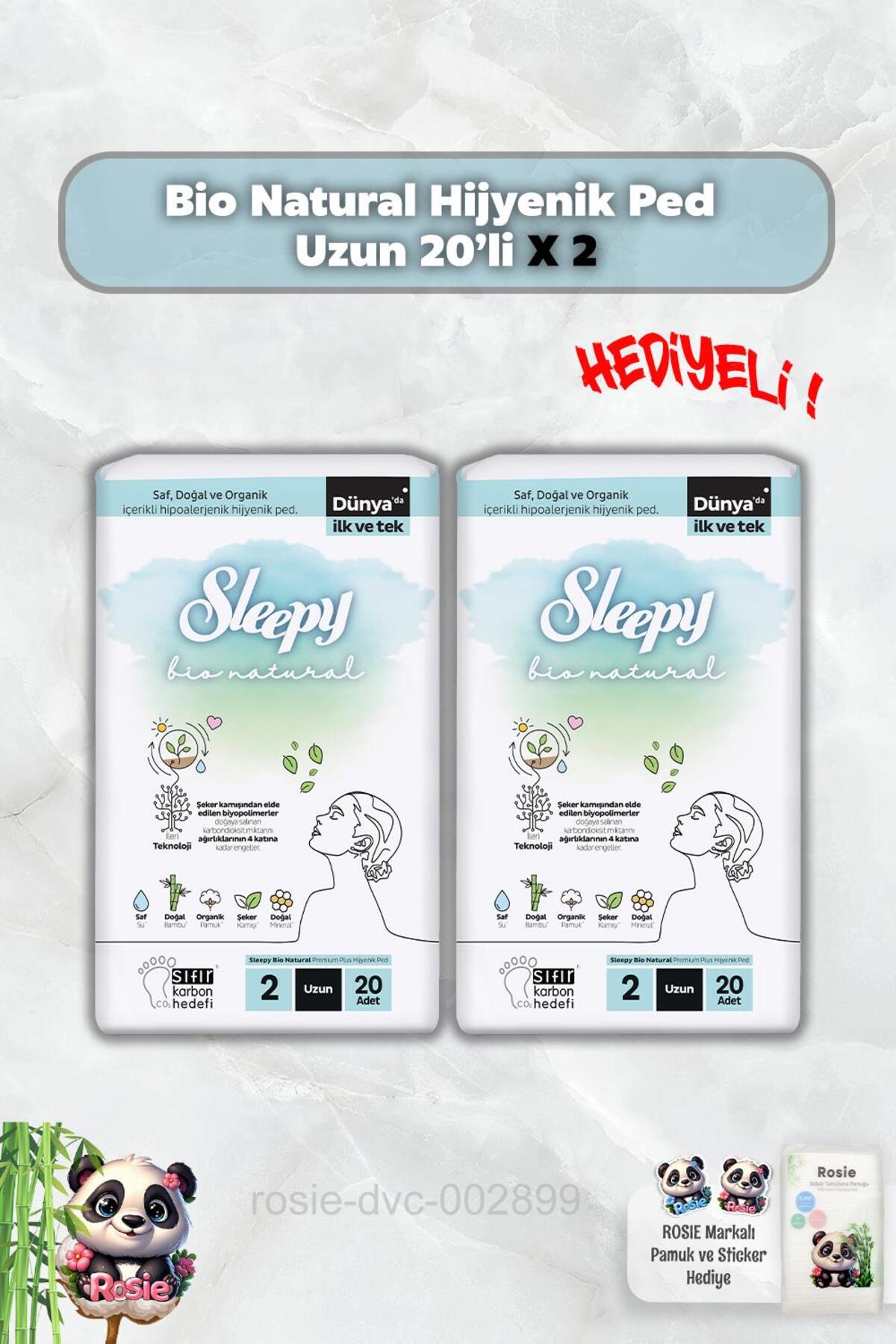 Hijyenik Ped Uzun 20'li Bio Natural X 2 ve Rosie