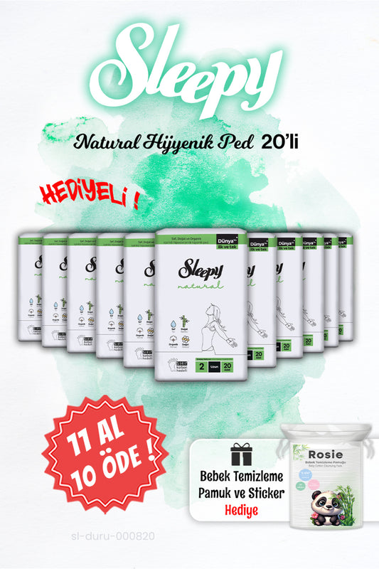 Natural Hijyenik Ped Uzun 20 Adet 11 Al 10 Öde Ve Rosıe Pamuk Hediye