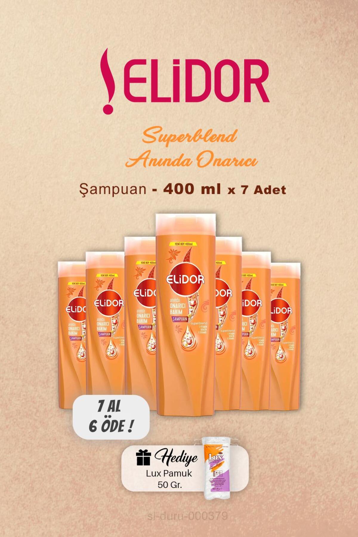 7 AL 6 ÖDE Elidor Anında Onarıcı Şampuan 400 ml, Pamuk Hediyeli