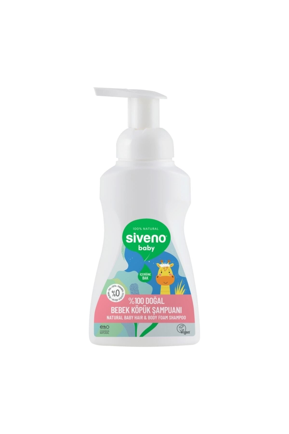 %100 Doğal Bebek Köpük Şampuanı Yenidoğan Saç ve Vücut İçin Nemlendirici Bitkisel Vegan 250 ml