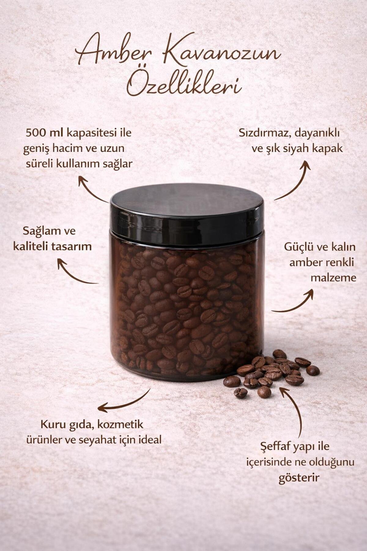 2 Adet Amber Kavanoz 500 ml - Çok Amaçlı Saklama Kabı