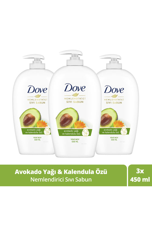 Nemlendirici Sıvı Sabun Avokado Yağı ve Kalendula Özü 450 ml x3 Adet