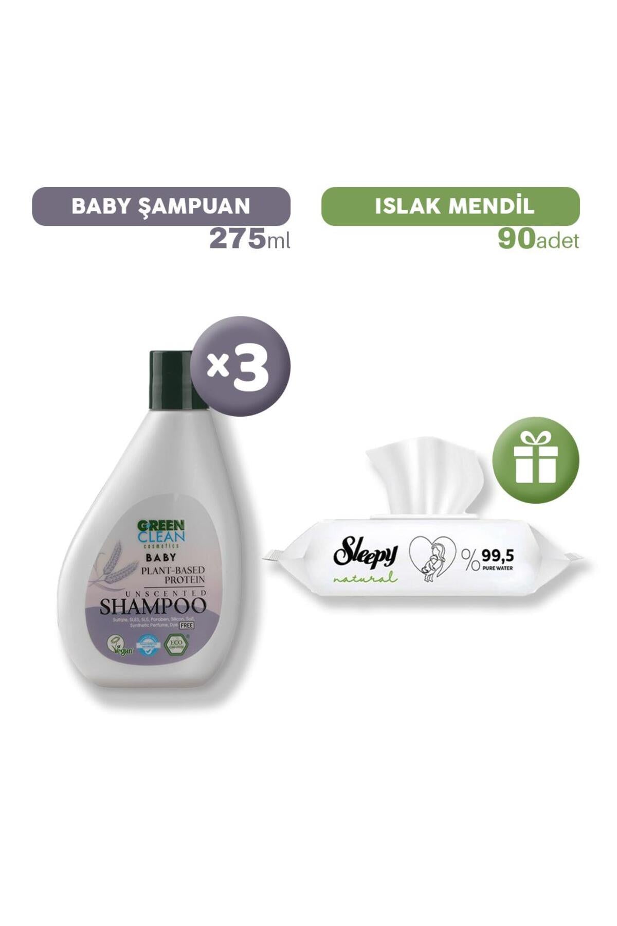 Baby Şampuan 275 ml x 3, Islak Mendil Hediye