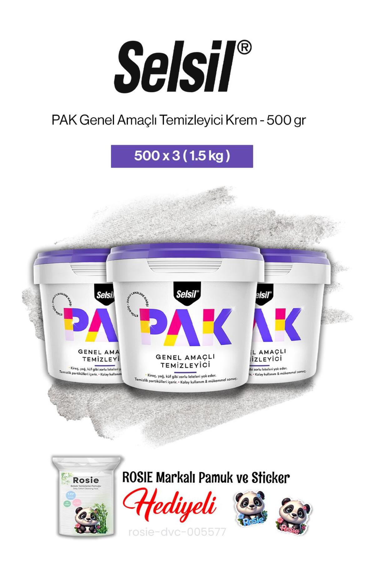 3'lü PAK Genel Amaçlı Temizleyici Krem 500 gr ve rosie pamuk