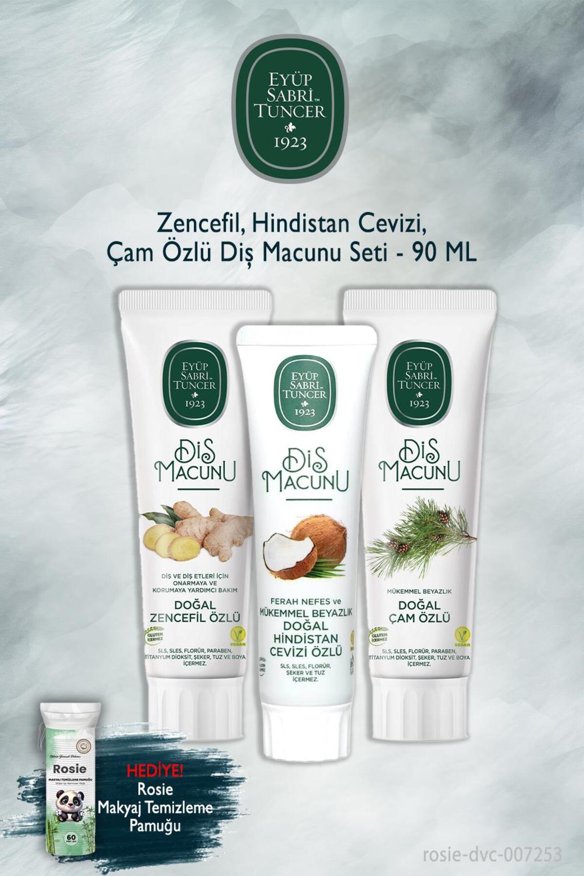 3'lü Zencefil, Hindistan Cevizi, Çam 90 ml Diş Macunu, Rosie