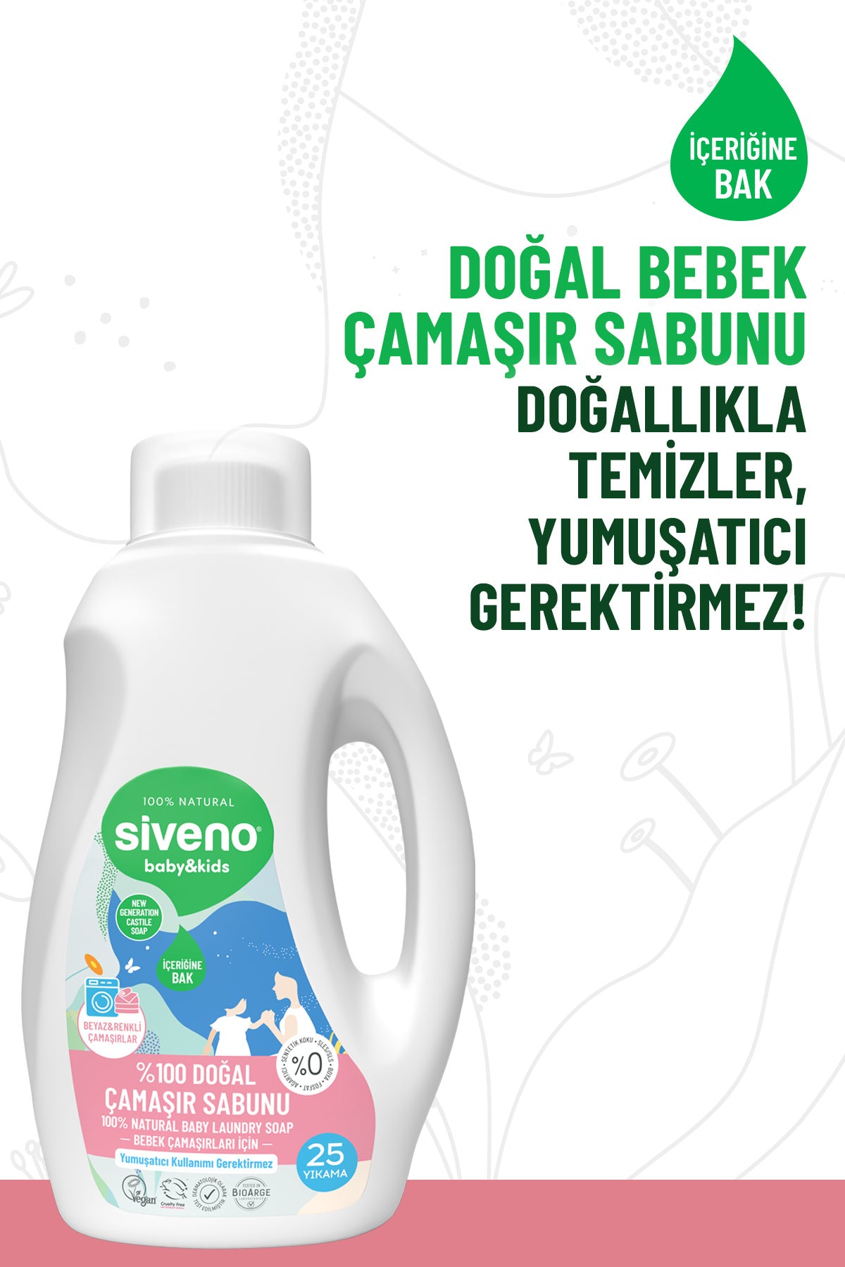 %100 Doğal Bebek Çamaşır Sabunu Kendinden Yumuşatıcılı Bitkisel Deterjan Konsantre Vegan 750 ml