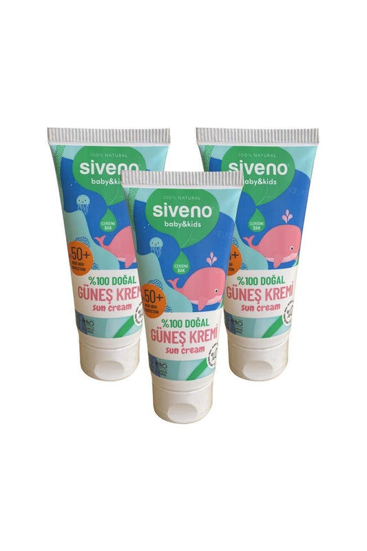 %100 Doğal Bebek Güneş Kremi Leke Karşıtı Antioksidan Nemlendirici Bitkisel UVA UVB SPF50 X 3 Adet