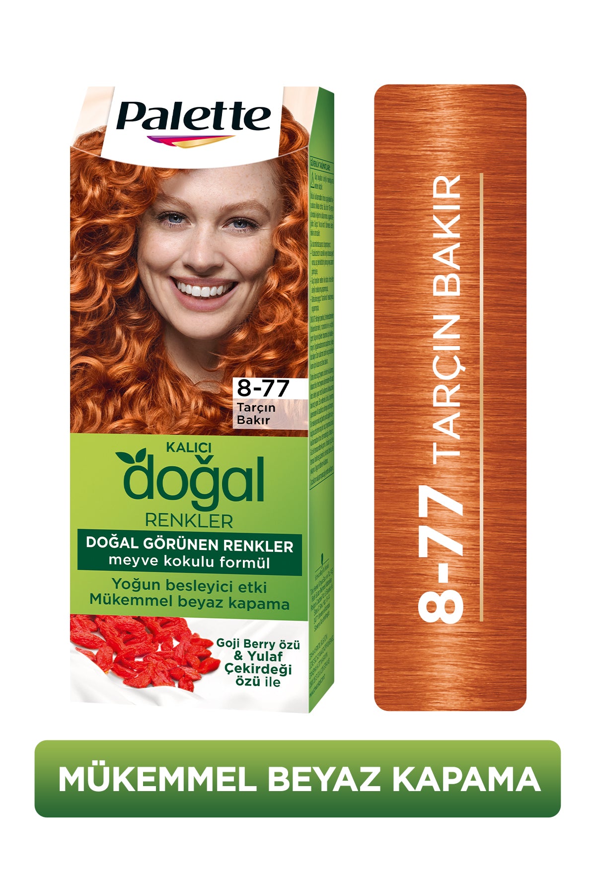 Kalıcı Doğal Renkler 8-77 Tarçın Bakır Goji Berry Özü Saç Boyası