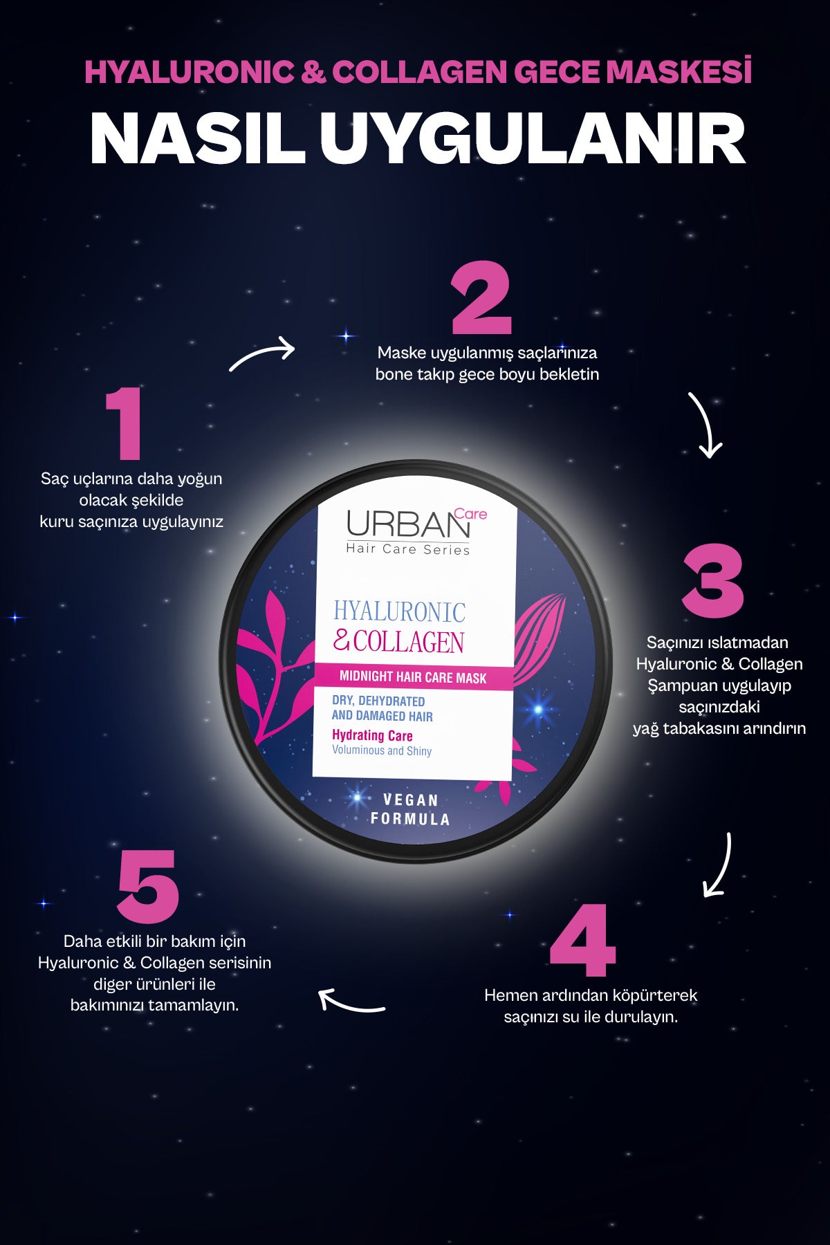 Hyaluronic & Collagen Hacim Veren Yoğun Gece Saç Bakım Maskesi-230ml-vegan -Ekstra Dolgunlaştırıcı