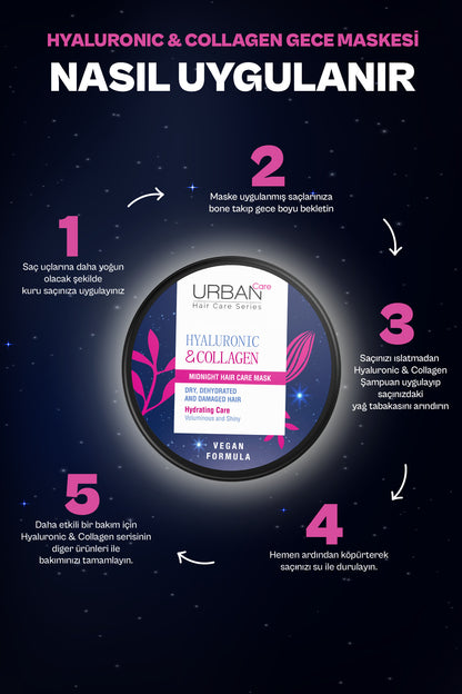 Hyaluronic & Collagen Hacim Veren Yoğun Gece Saç Bakım Maskesi-230ml-vegan -Ekstra Dolgunlaştırıcı