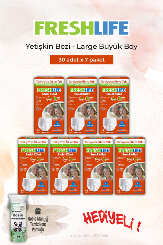 7 Paket Emici Külot 30'lu, Büyük Boy Large ve ROSIE