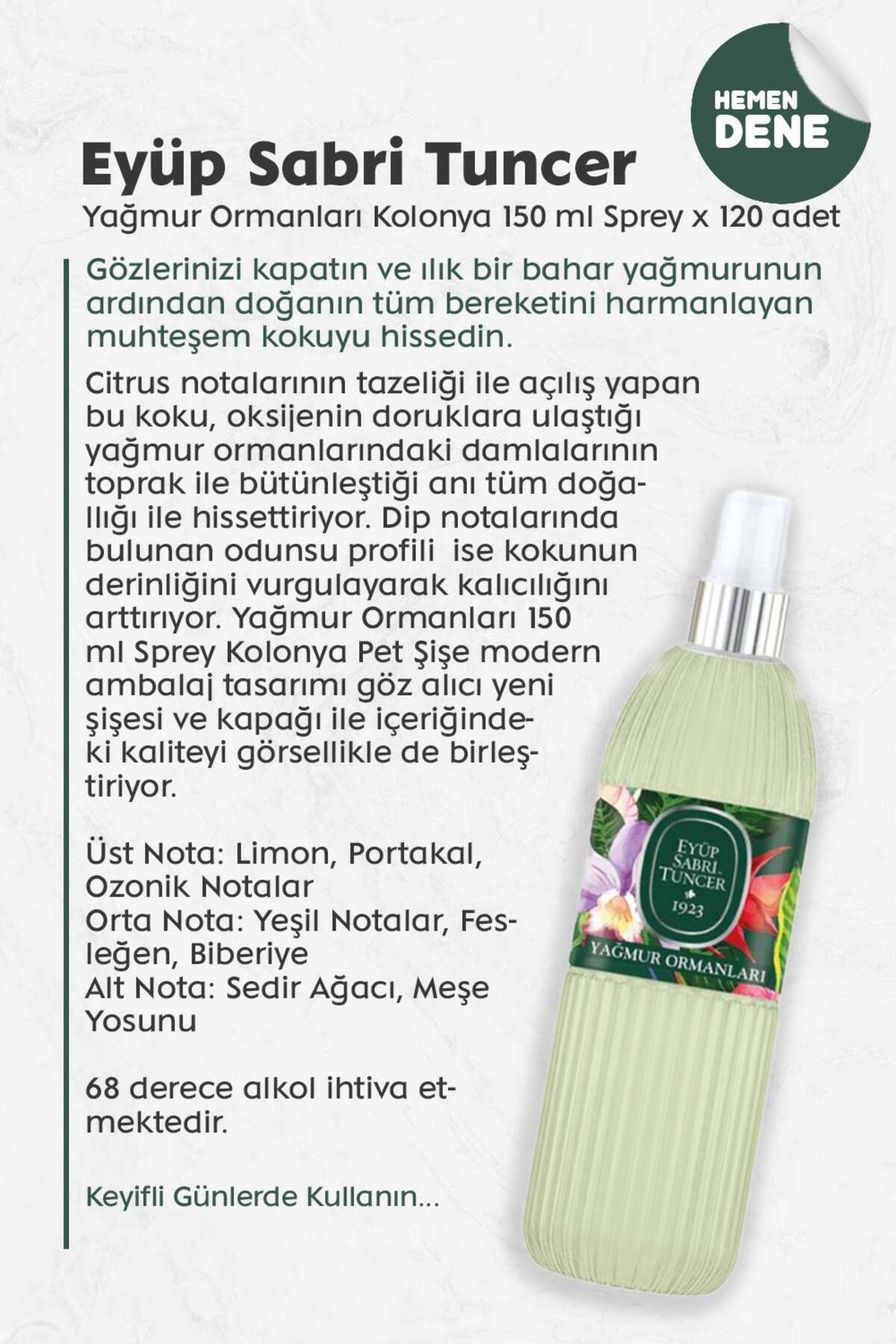 Mevlüd İçin Hediyelik Sprey Kolonya Yağmur Ormanları 150 ml x 120 Adet
