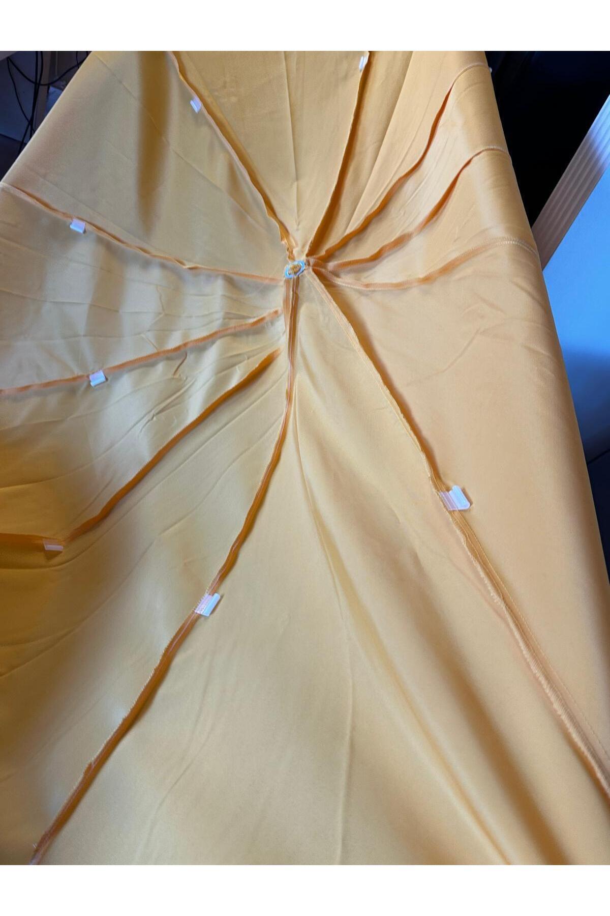 Sarı Polyester Kumaş, 10 telli 200 cm Çap (Plaj Şemsiyesiyle Uyumlu)