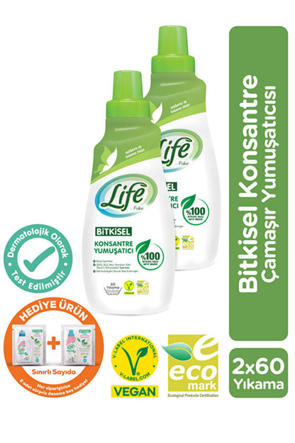 %100 Bitkisel Bazlı Vegan Konsantre Çamaşır Yumuşatıcısı 1500 ml X 2 Adet, %100 Doğal