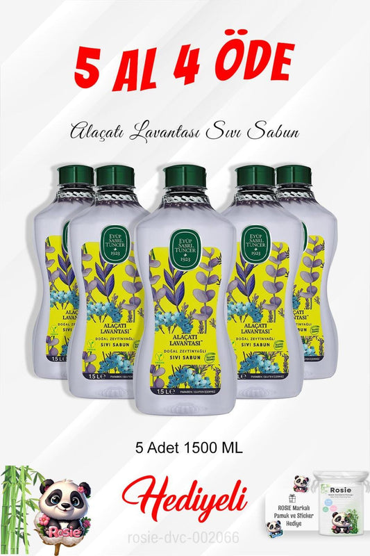 Alaçatı Lavantası Sıvı Sabun 1.5 L 5 Al 4 Öde ve Rosie Pamuk
