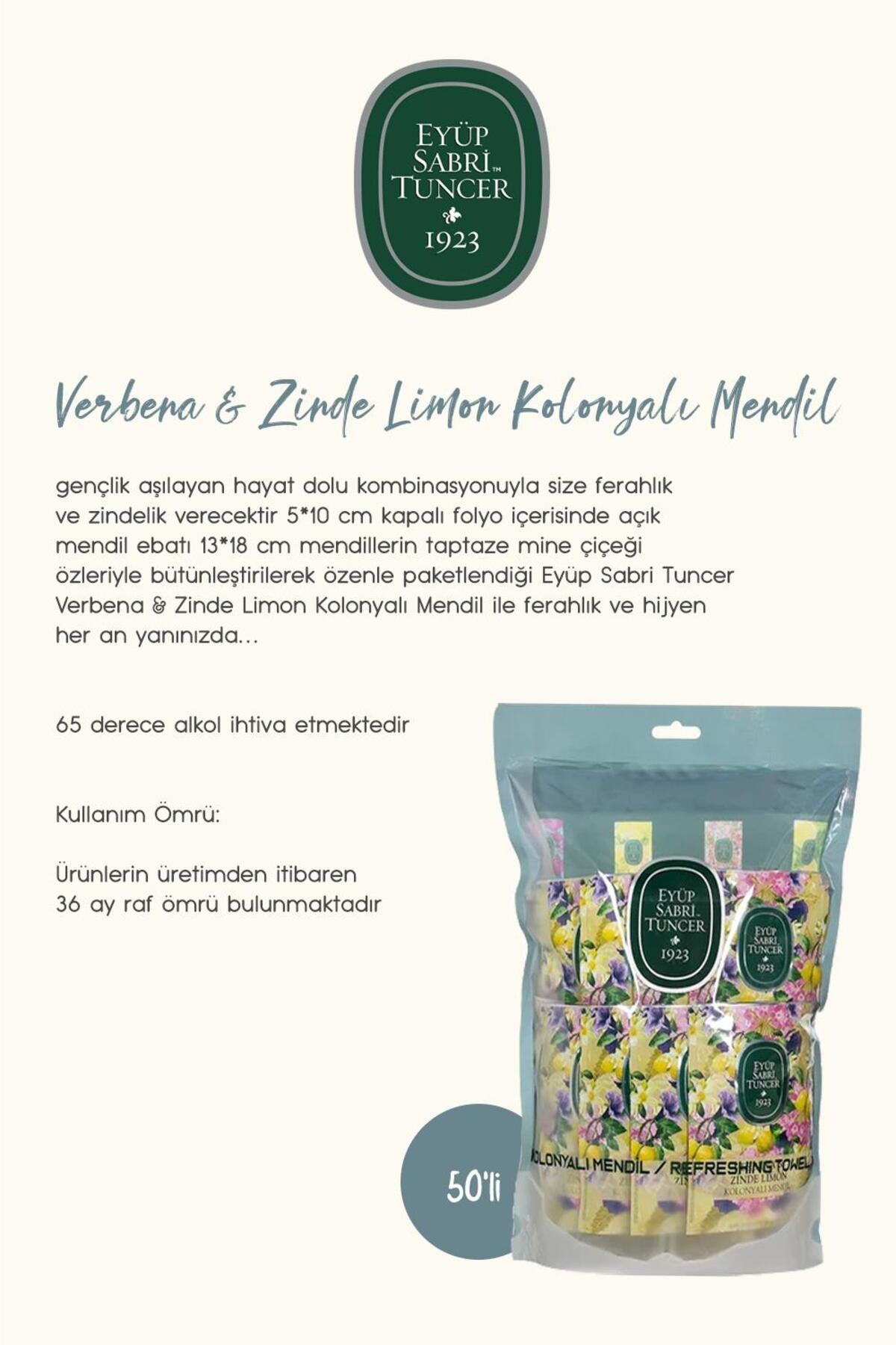 Kolonyalı Mendil Verbena 50'li, Kiraz Çiçeği 150'li, Mandalina 50'li, Zeytinyağlı Losyon 250 ml ve R