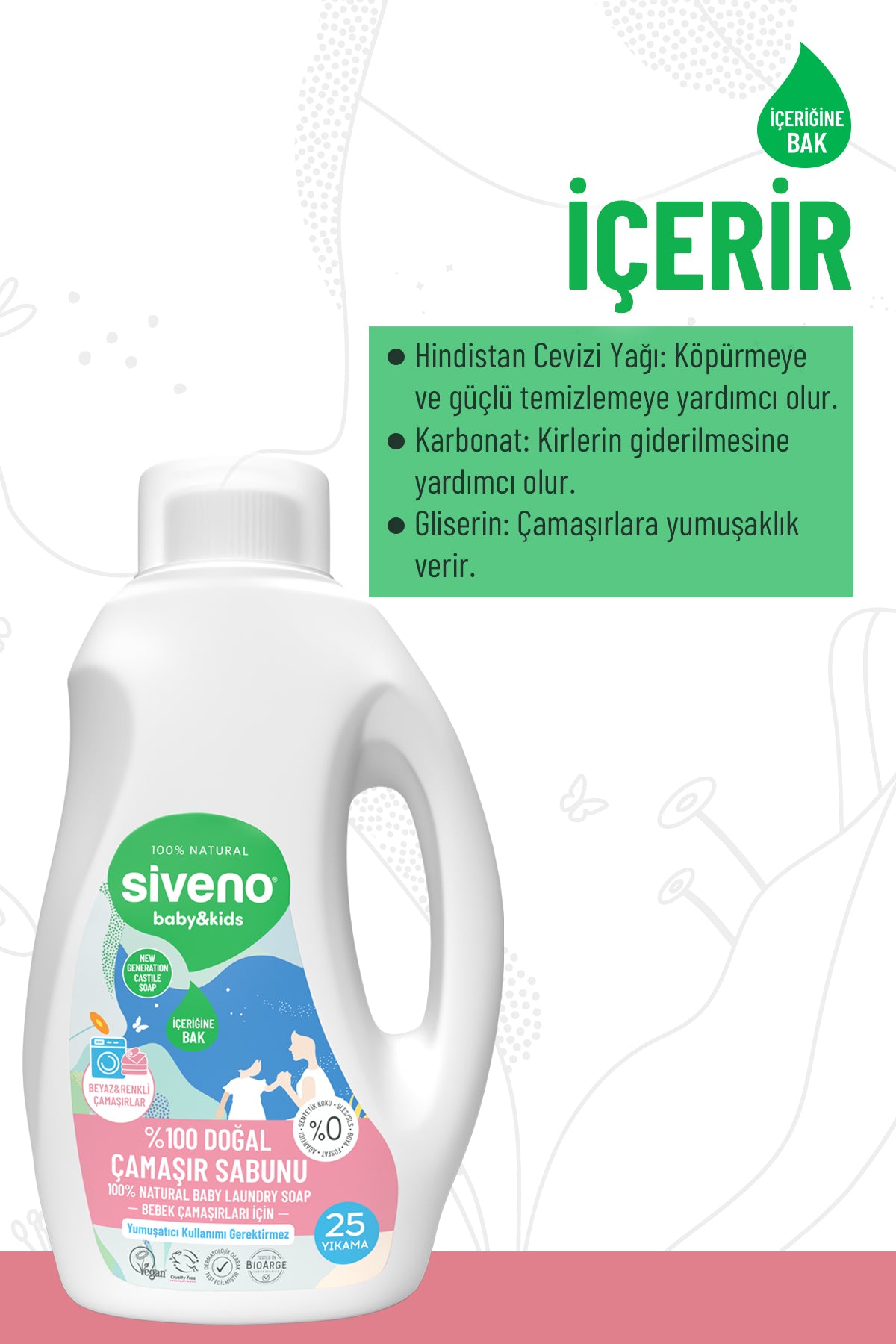 %100 Doğal Bebek Çamaşır Sabunu Kendinden Yumuşatıcılı Bitkisel Deterjan Konsantre Vegan 750 ml