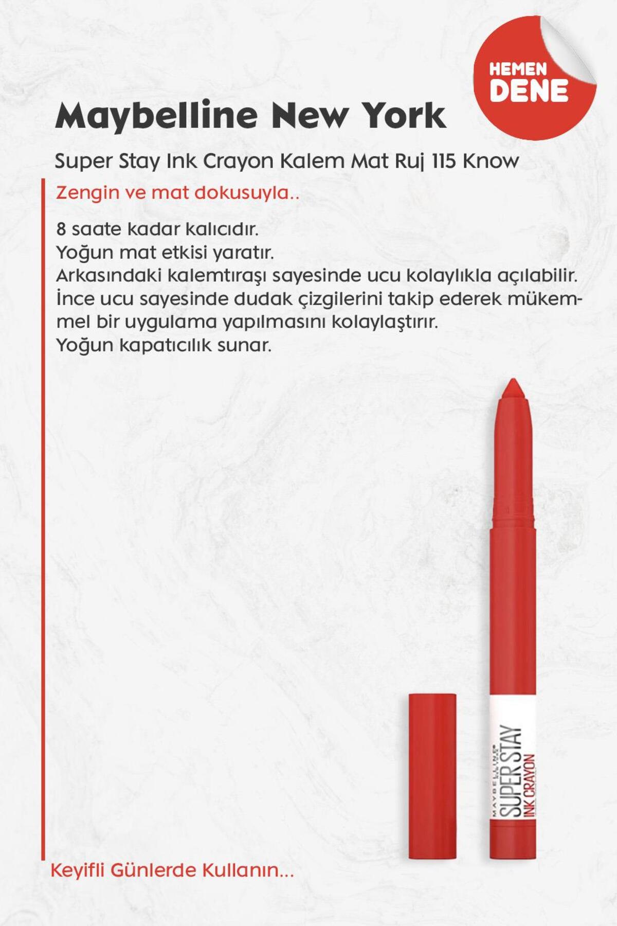 Super Stay Ink Crayon Mat Kalem Ruj 115