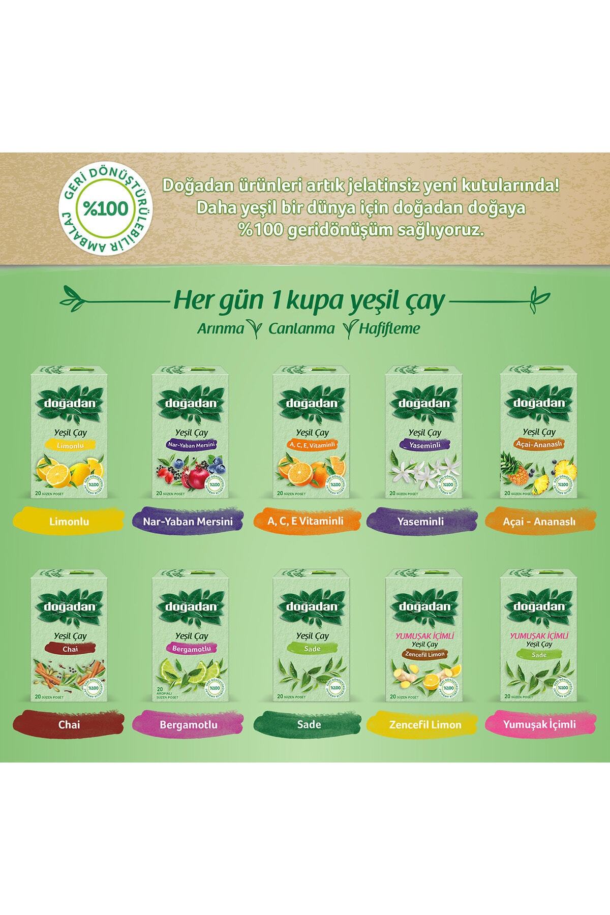 Yeşil Çay Yaseminli 20'li Poşet x 3 adet