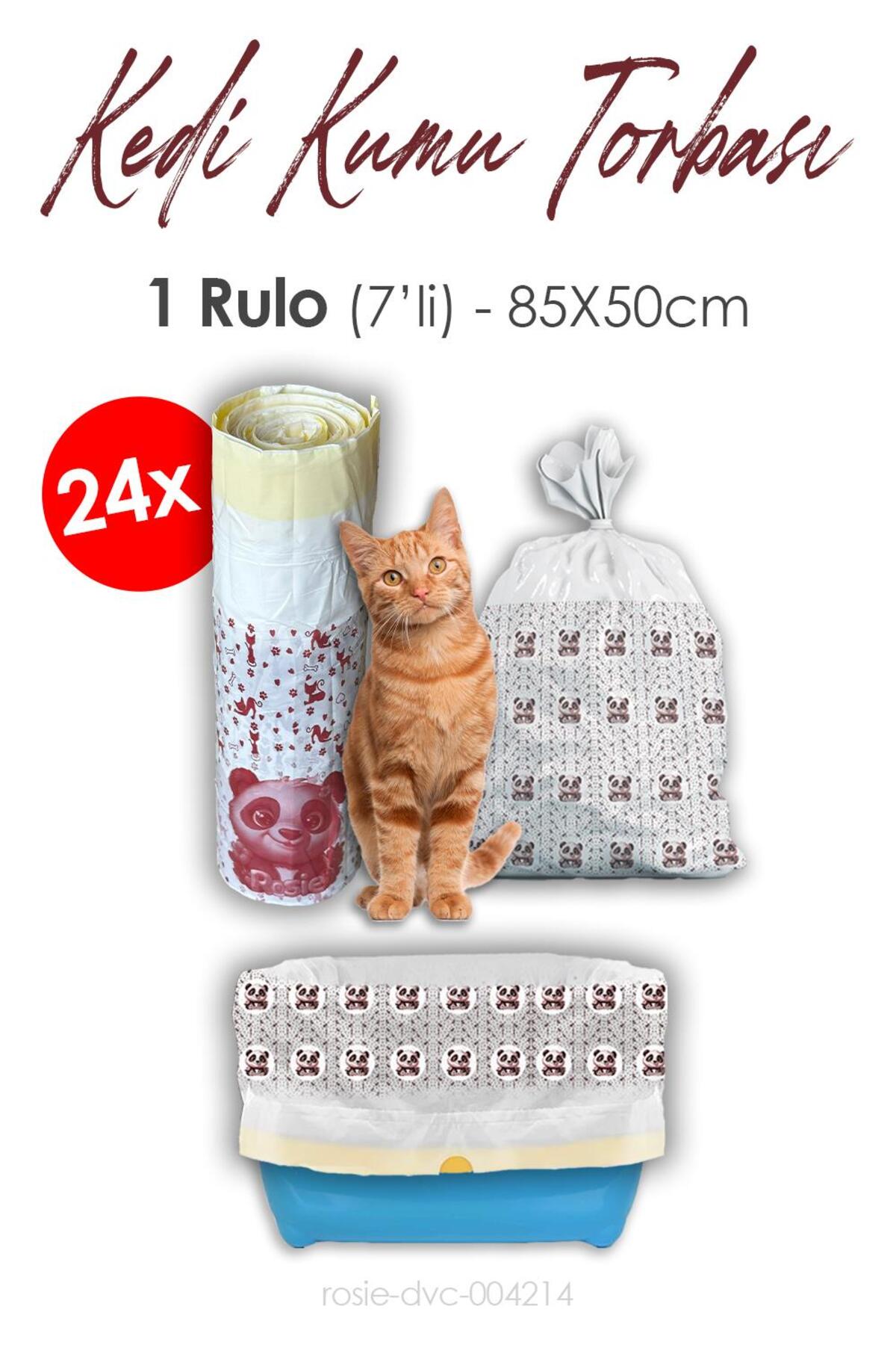 Kedi Kumu Torbası, Poşeti, 85x50cm, 7' li 24 Rulo