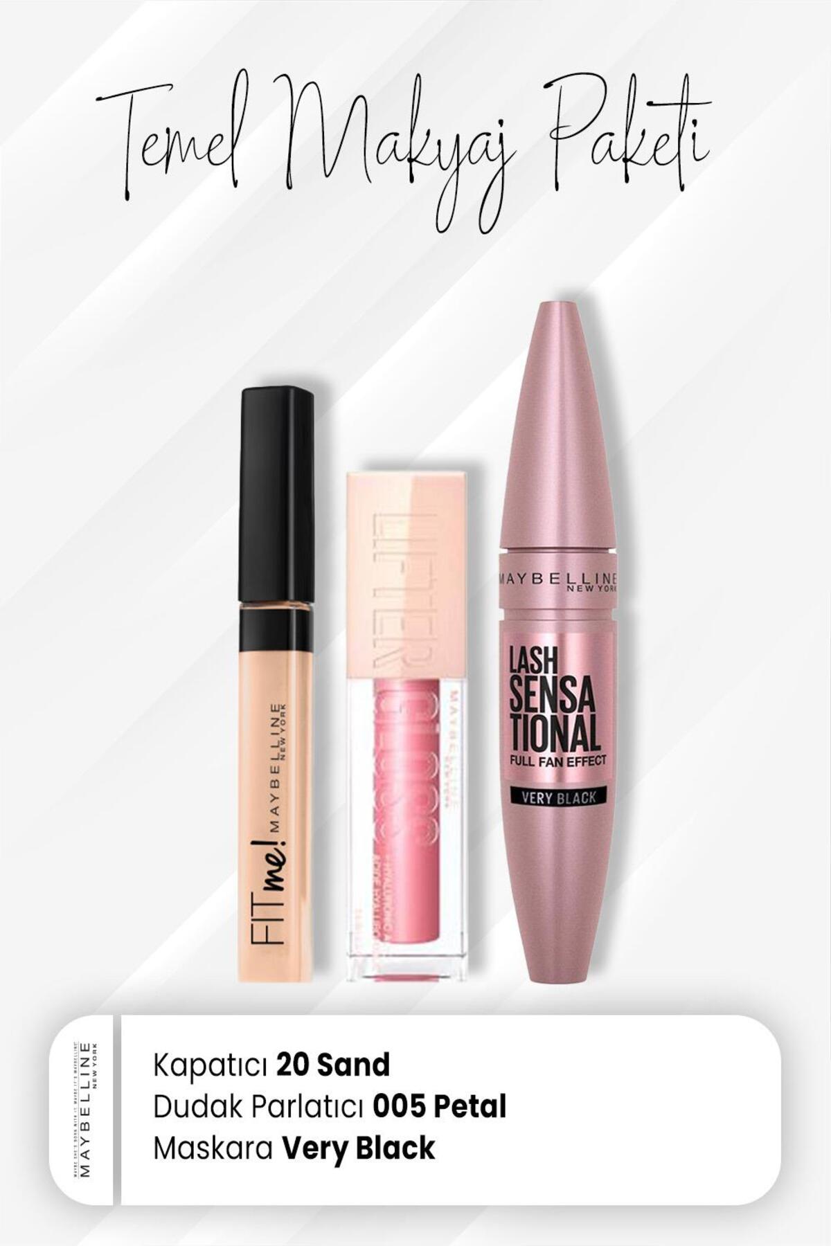 Fit Me Kapatıcı 20, Full Fan Maskara Very Black ve Dudak Parlatıcı 005 Petal