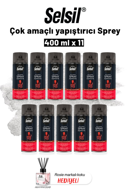 11 x 400 ml Çok Amaçlı Yapıştırıcı Sprey ve Rosie Koku