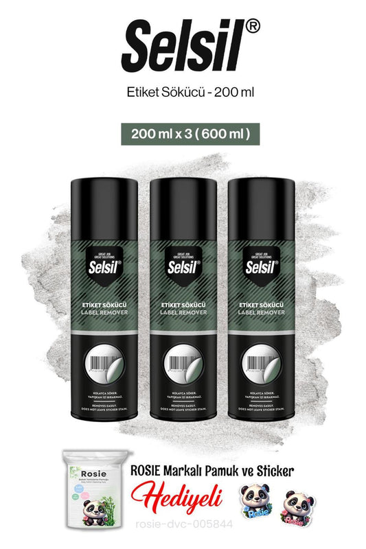 3'lü Etiket Sökücü, 200 ml ve rosie pamuk