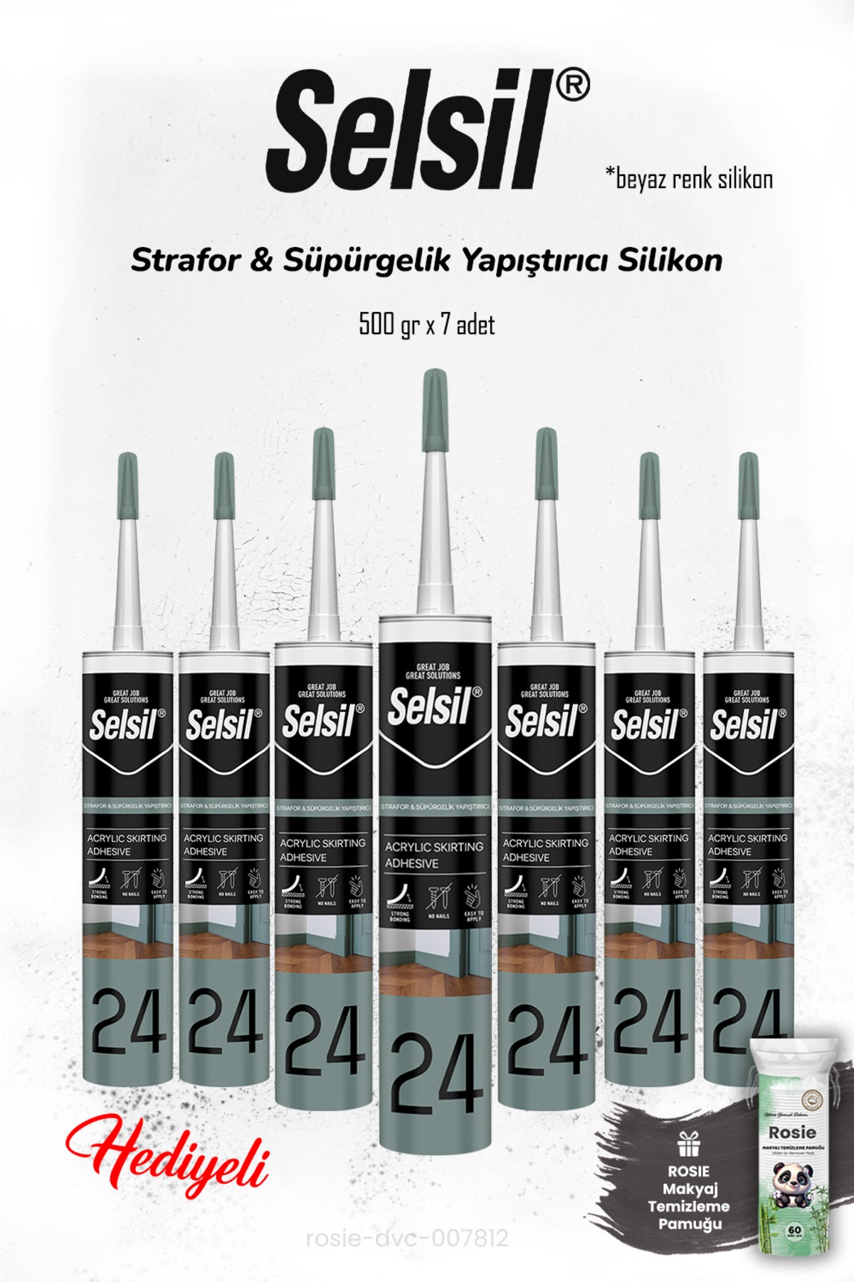 7'li 300 ml Strafor & Süpürgelik Yapıştırıcı Silikon ve ROSIE