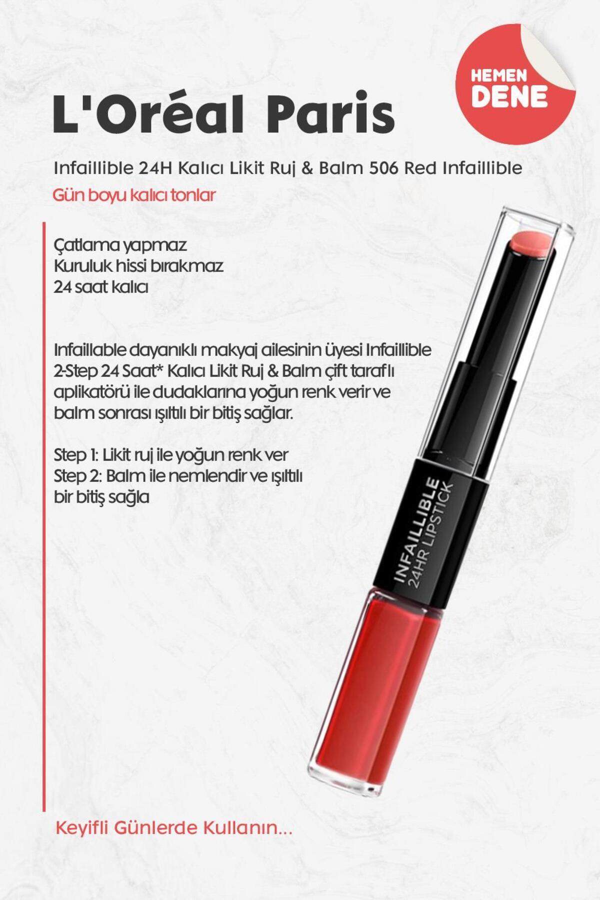 Infaillible 24h Kalıcı Likit Ruj & Balm 506 Red Infaillible