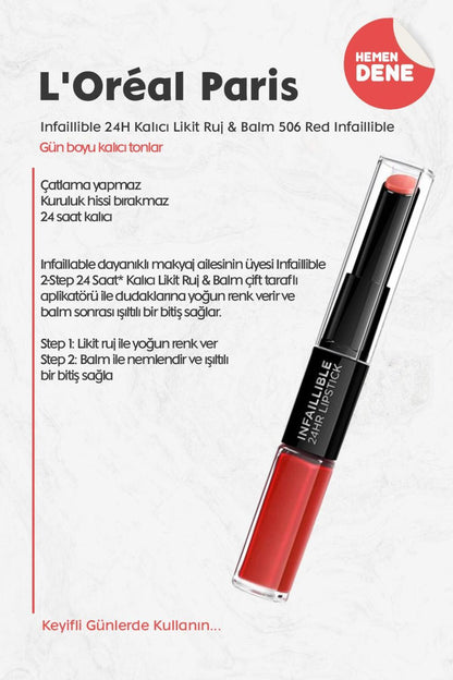 Infaillible 24h Kalıcı Likit Ruj & Balm 506 Red Infaillible