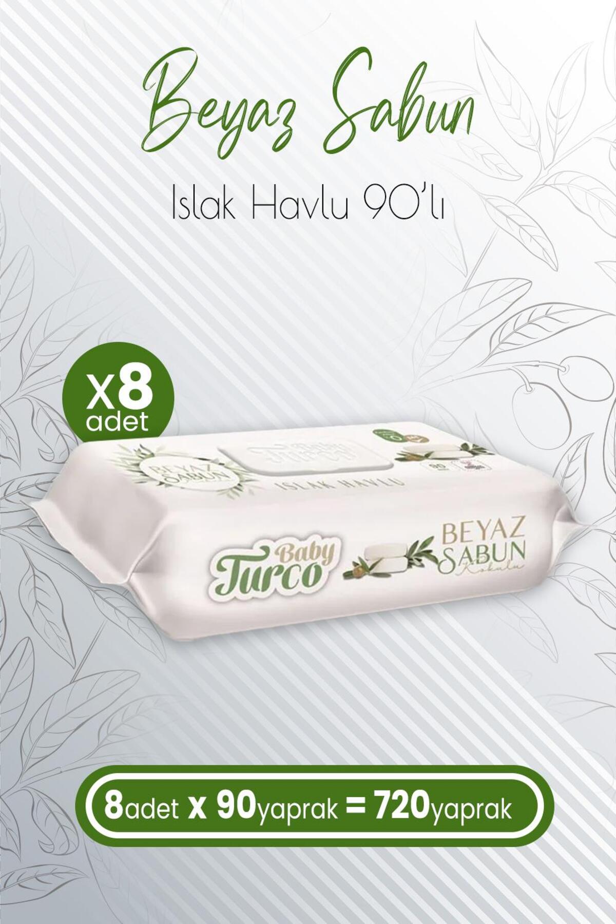 Islak Havlu Beyaz Sabun Kokulu 90' lı x 8 Adet (720 Yaprak)