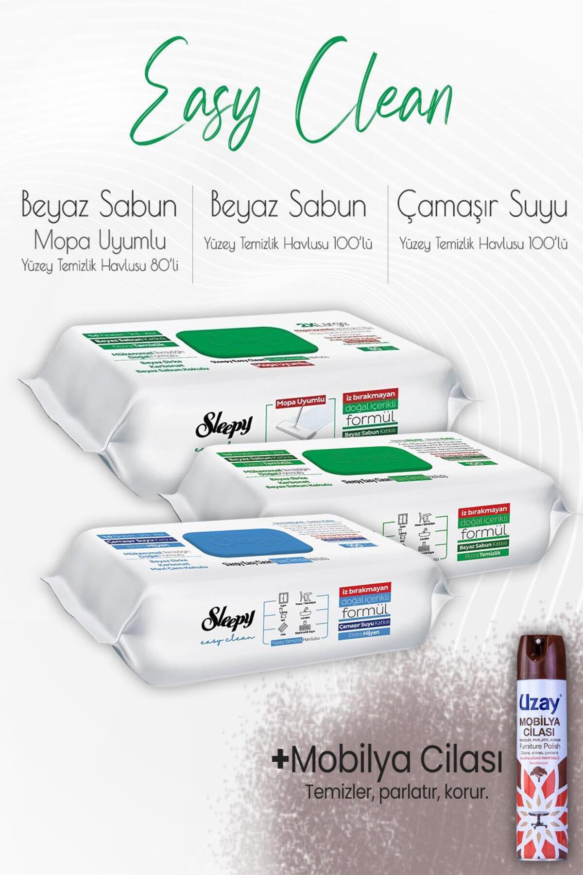 Easy Clean Yüzey Temizlik Havlusu Seti 3 ve Mobilya Cilası Sandalağacı